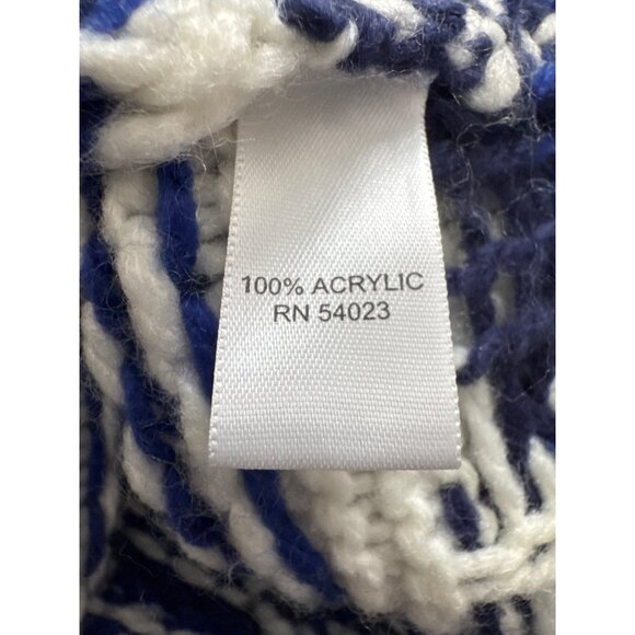 Piperlime Knit Fringe Sweater S Blue White Boho Poncho Style Pullover Festival - Picture 4 of 10